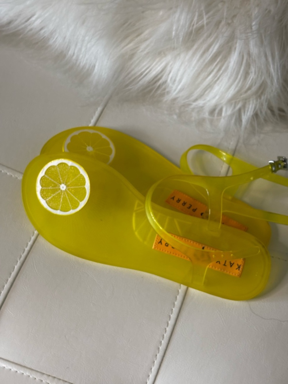 Katy Perry Collections Yellow Jelly Sandals with Lemon Accent - Picture 7 of 8